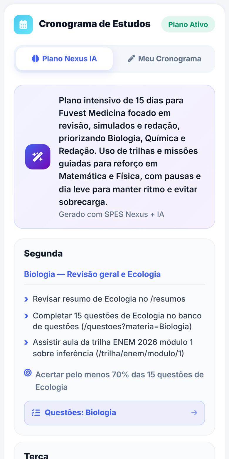 Plano semanal no celular