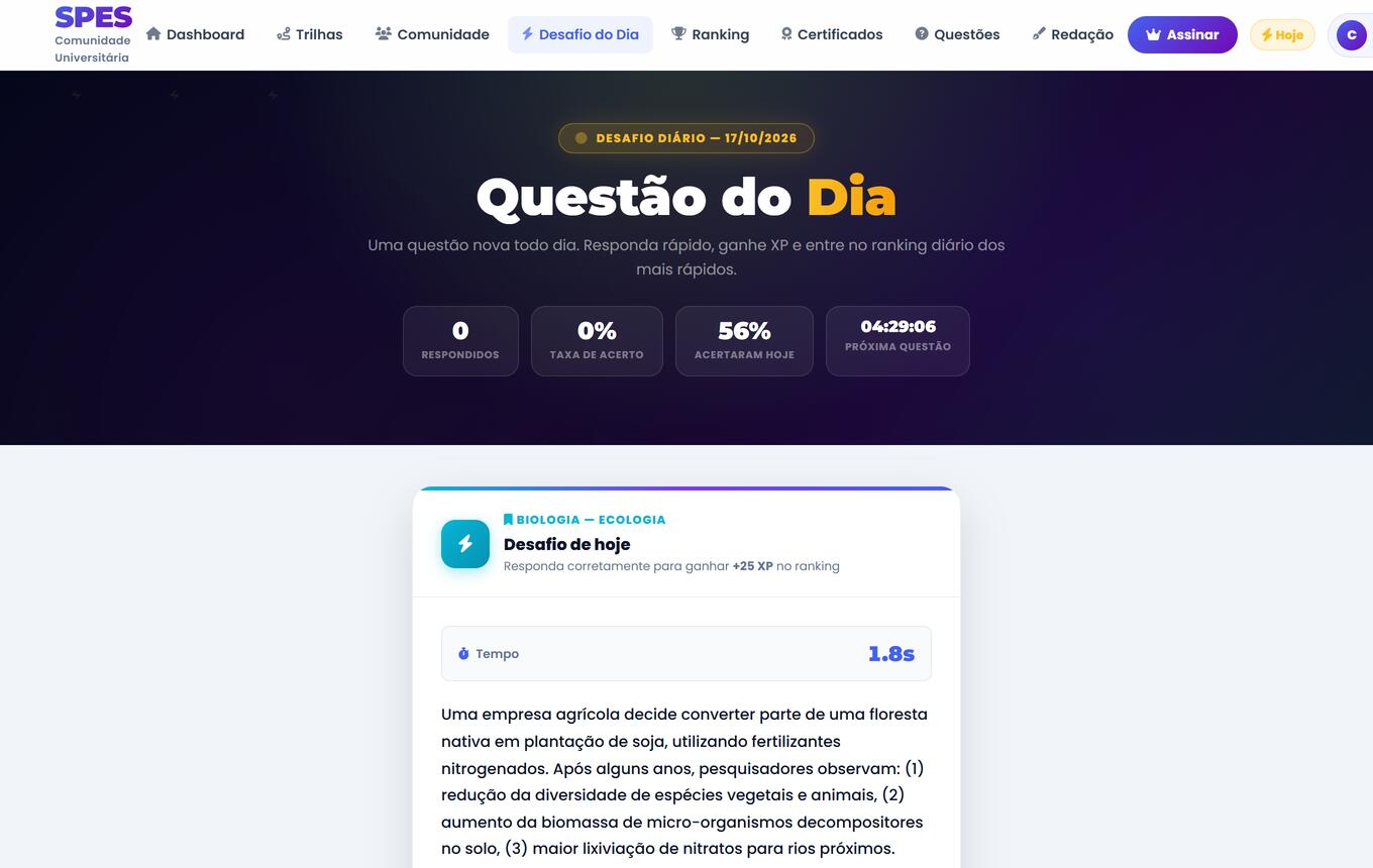 Desafio diário: uma questão nova por dia, com cronômetro e ranking